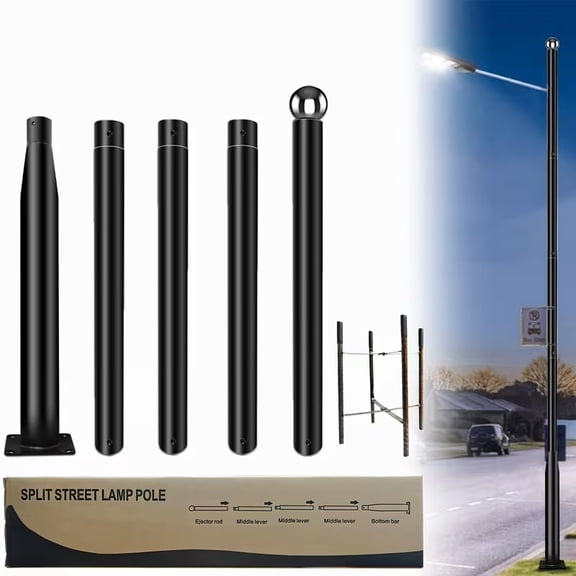 Gefolly 16Ft Outdoor Lamp Post,Heavy Duty Galvanized Metal Solar Street Light Pole,Highly adjustable ,Easy Installation with Mounting Hardware