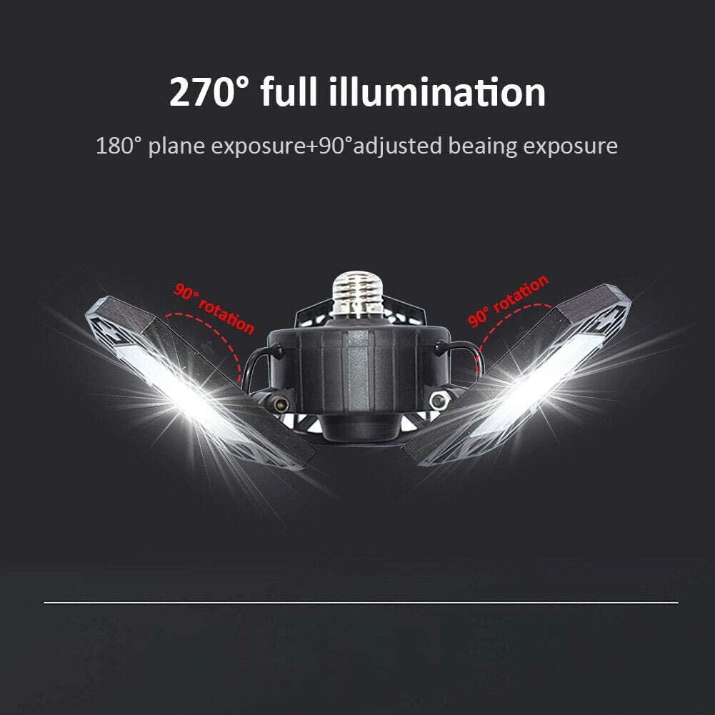 LED Garage Light - 6000 Lumen 6500K Daylight 60W, Three Leaf Led Garage Ceiling Lights