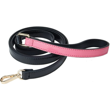 UPC: 0850033792249 | Scotch&Co Premium Leather Pet Leash – 8 Easy-Grip Handle |Gold Brass Carabiners with 2” Lobster Clasp |150 cm (~5 ft) |Teal and Pink
