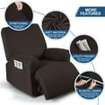 thumbnail image 4 of KINCAM Recliner Chair Slipcovers with Pockets, Stretch Recliner Sofa Cover Furniture Armchair Slipcovers, Coffee, 4 of 11