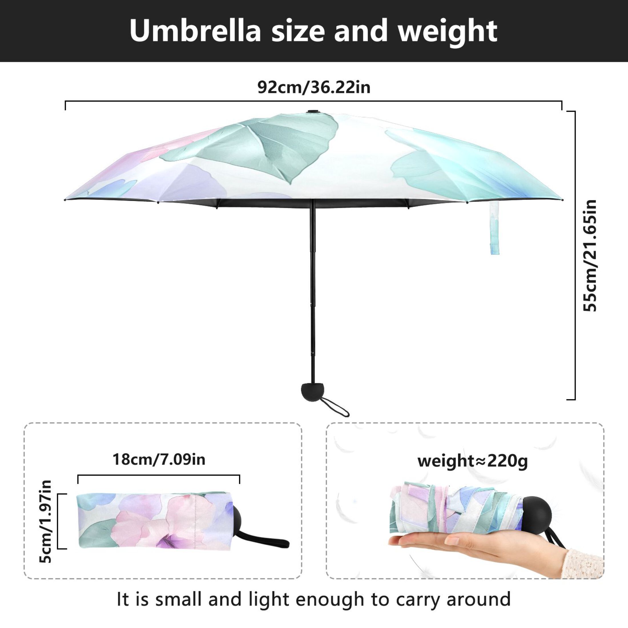 Hibiscus Blooms Umbrellas for Sun Auto Open Close UV50+ Waterproof 5-Fold Compact Fiberglass Frame