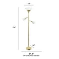 thumbnail image 4 of Lalia Home 71" Torchiere Floor Lamp with 2 Reading Lights and Scalloped Glass Shades, Gold, 4 of 6