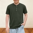 thumbnail image 2 of Avtoify Boy's Leisure Round Neck Short Sleeve Solid Color Summer Kids Shirt, 2 of 8