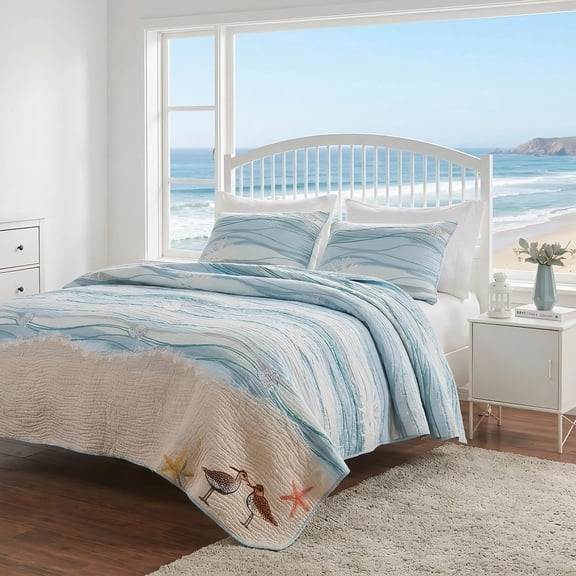 Greenland Home Fashion Maui Quilt Set - 3 - Piece - King 105x95", Multi