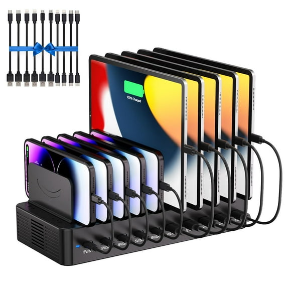 Estación de carga Dywcdnice de 100W con 10 puertos USB de carga rápida