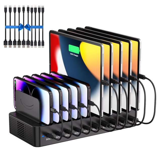 Estación de carga Dywcdnice de 100W con 10 puertos USB de carga rápida