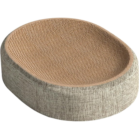 2-in-1 Oval Sisal Cat Scratcher Bed, Wear-Resistant Scratching Pad, for Indoor Cats, Furniture Protector