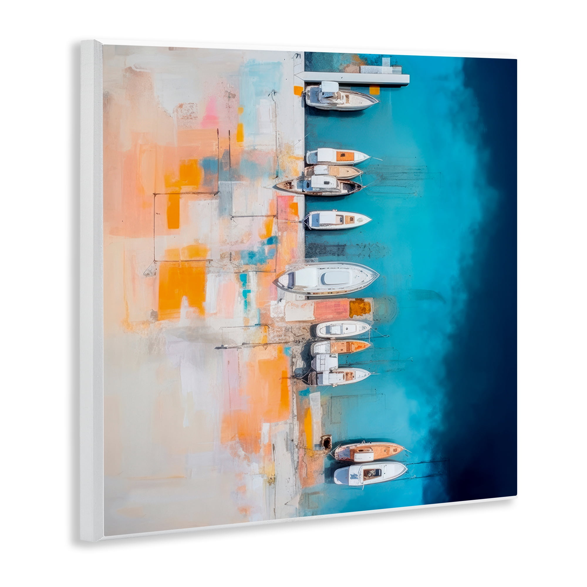 Stupell Industries Boat Harbor Aerial View Transportation Painting Unframed Art Print Wall Art, 12 x 12