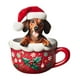 thumbnail image 2 of Mom's Best Adorno navideño de perro salchicha, cachorro navideño en tazas, adorno colgante para árbol de Navidad, espejo retrovisor de coche, adorno de perro dormilón, colección navideña, 2 of 2