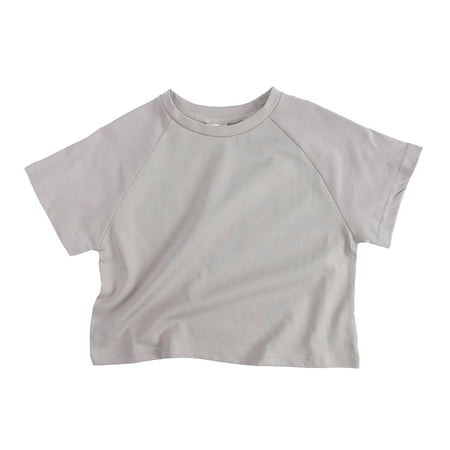 

LBECLEY Quick Dry Short Sleeve Shirt Toddler Kids Girls Boys Short Classic Loose Short Soft Bat Sleeve Solid T Shirt Tee Tops Clothes Boy Tops 2T Grey 90