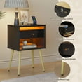 thumbnail image 4 of Pinmoco LED Nightstand with Charging Station, Modern End Side Table with Drawer and Open Storage for Bedroom, Black, 4 of 9