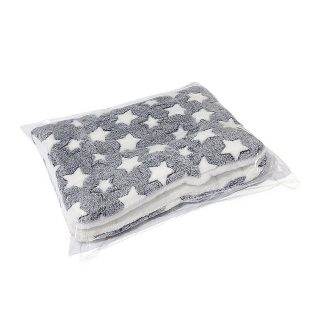 Guardoinrt Woolen Pet Sleeping Mat Convenient And Portable Easy To Clean Comfortable And Soft Cat Blankets blue white star 3 1Set