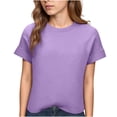 thumbnail image 2 of Womens Tops Dressy Casual Women's Knit Top Ribbed Slim Short Sleeved Shirt Round Neck Casual Summer Fashion Bottoming Shirt, 2 of 6