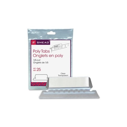 Smead Poly Tabs 5 Tab(s)/Set x 2.25' Tab Width - Clear Vinyl Tab - 25 / Pack