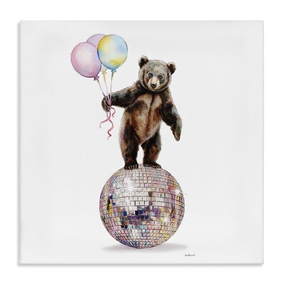 Stupell Industries Contemporary Bear & Balloons Disco Canvas Art, 17 x 17, by Amanda Greenwood