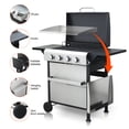 thumbnail image 2 of Gearwell Propane Gas Grill, 4-Burner Stainless Steel BBQ Grill Barbecue Grill with SS Plancha, 49200 BTU, Enamel Cooking Grids, Foldable Side Table for Outdoor Patio, 2 of 13