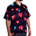 thumbnail image 2 of Valentine's Day Love ECG Men's Spread Collar Poplin Beach Shirts - Casual Printed Button Down Short Sleeve Summer Tops for Unisex, 2 of 6