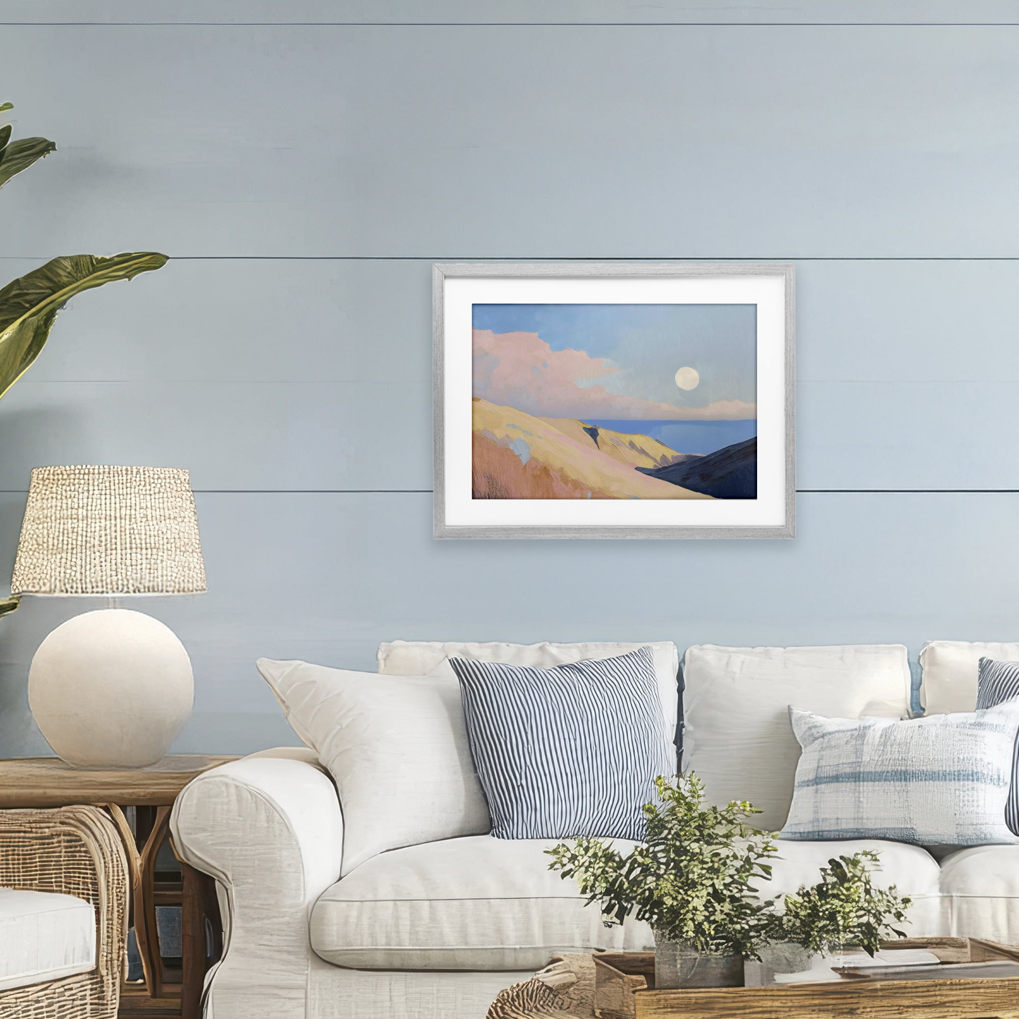 Stupell Industries Pink Hills At The Ocean Gray Framed Print Under Glass, design by Gina Kelly
