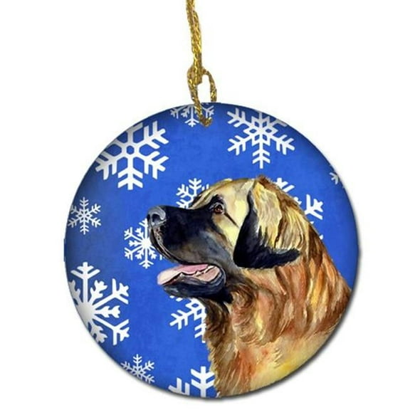 Leonberger Winter Snowflake Holiday Ceramic Ornament
