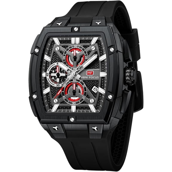 Men's Watch Analog Fashion Wrist Watch, Skeleton Tonneau Watch for Men with Chronograph,Ideal for Sports Enthusiasts and Daily Wear