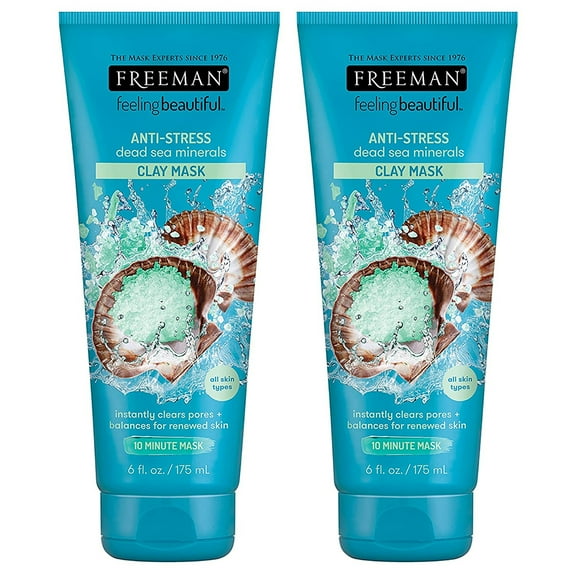 New Freeman Anti-Stress Clay Facial Mask with Dead Sea Minerals, Balancing and Clearing Beauty Face Mask, 6 oz