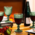 thumbnail image 4 of Juego 6 Copas Vino Agua Cristal Labrado Vidrio, Verde, 4 of 5
