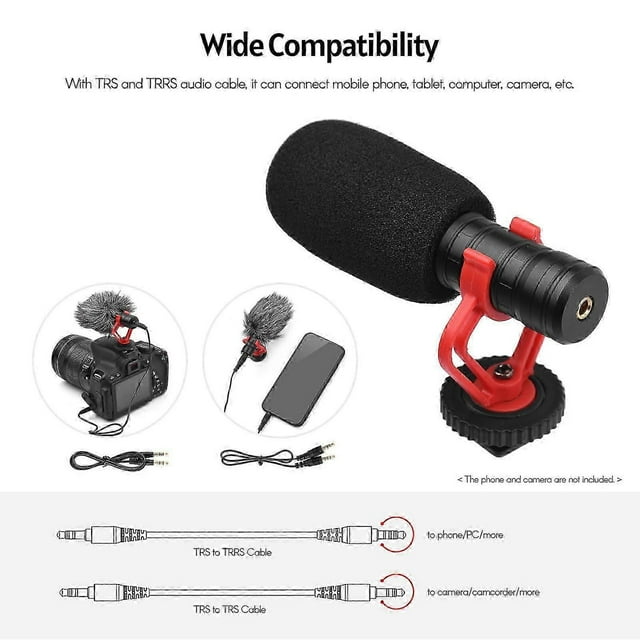 Andoer Cardioid Condenser Camera Mic: Anti-Shock Mount, Windshield, Phone &