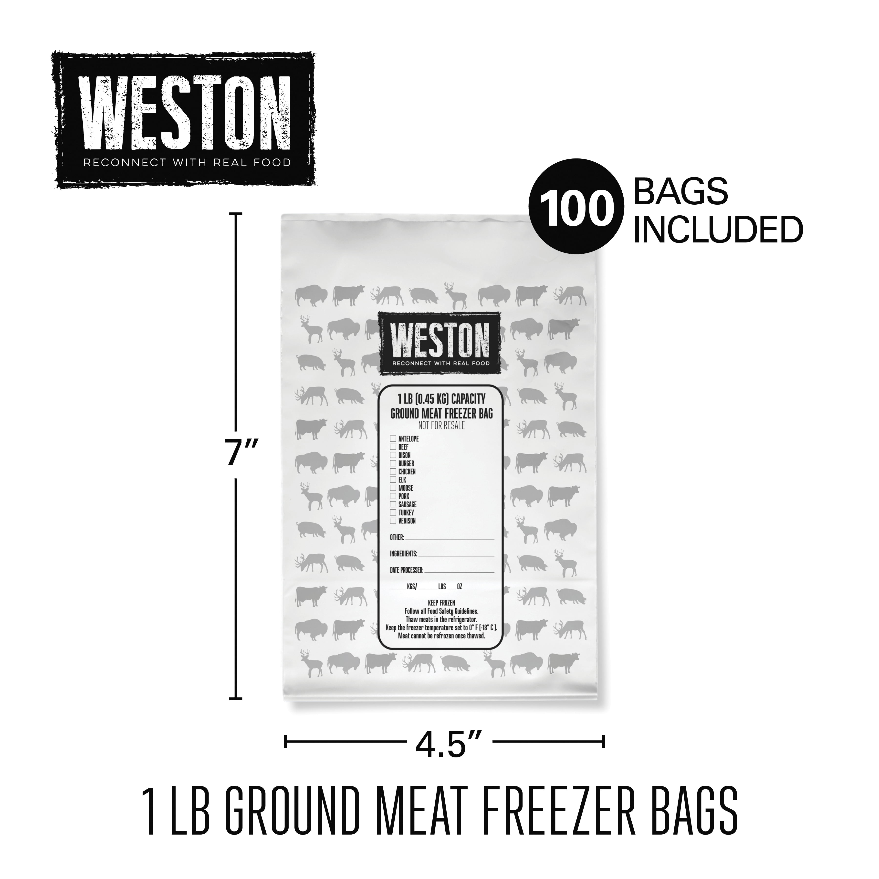  UltraSource Ground Beef Freezer Bags, 2 lb. Not For