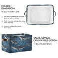 thumbnail image 3 of WOBOGO Whale Stars Square Storage Basket with Waterproof Canvas and PE Lining Durable PU Leather Handles 14.2×10.2×8.3in, 3 of 9