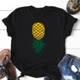 thumbnail image 2 of Gibobby Casual Playera de Manga Corta para Mujer Mujeres Casual Piña Impresión Mangas Cuello Redondo Camiseta Suelta Blusa Tops(Negro,XL), 2 of 4