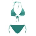 thumbnail image 4 of Women Cute Triangle Bikini Sets Halter Two Piece Sexy Swimsuit String Tie Side Bathing Suit for Women, 4 of 5