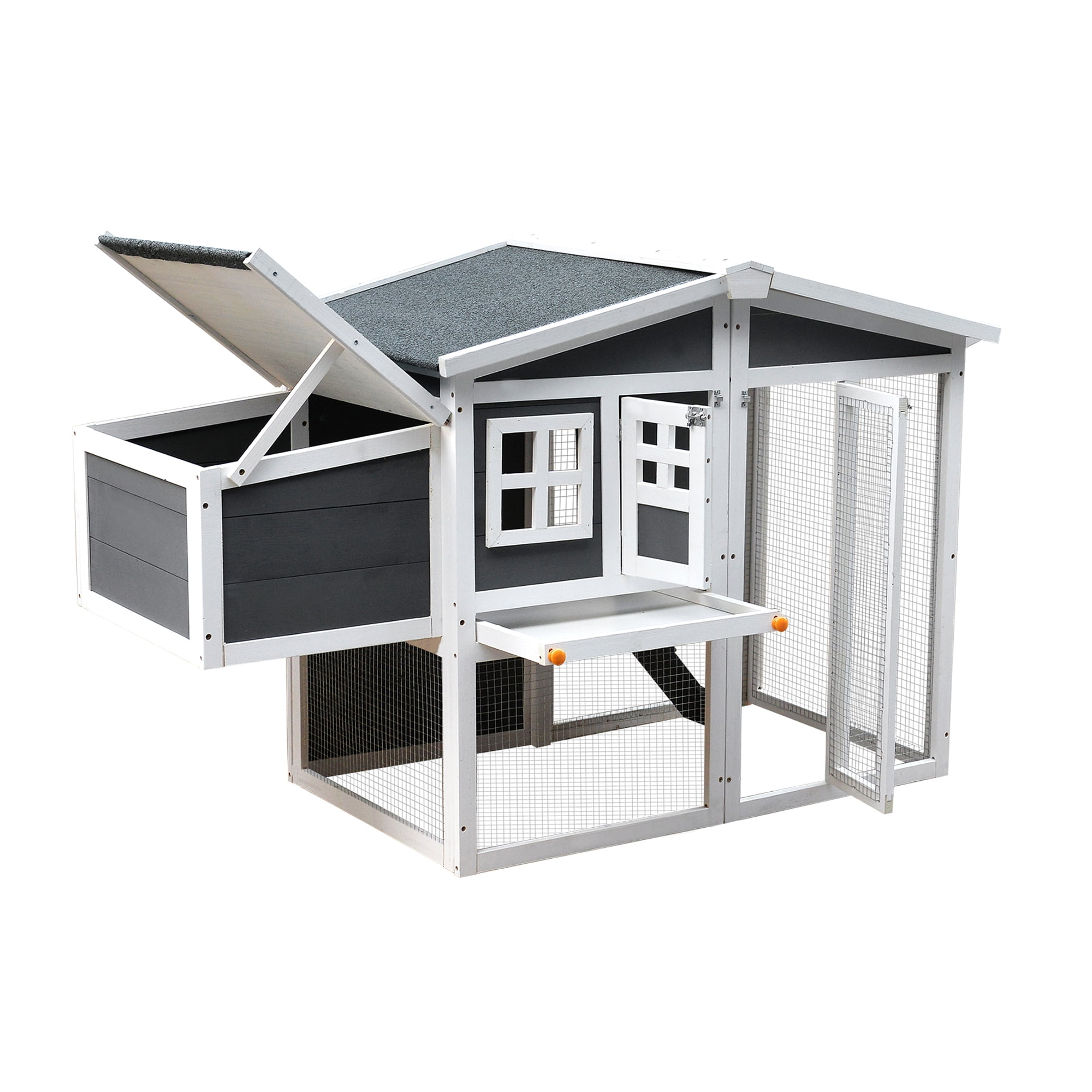 Pefilos 56" Waterproof Chicken Coop for Outdoor, Indoor Rabbit Hutch, Wood Hen House with Nesting Box, Removable Tray, Gray Pefilos 56" Waterproof Chicken Coop for Outdoor, Indoor Rabbit Hutch, Wood Hen House with Nesting Box, Removable Tray, Gray