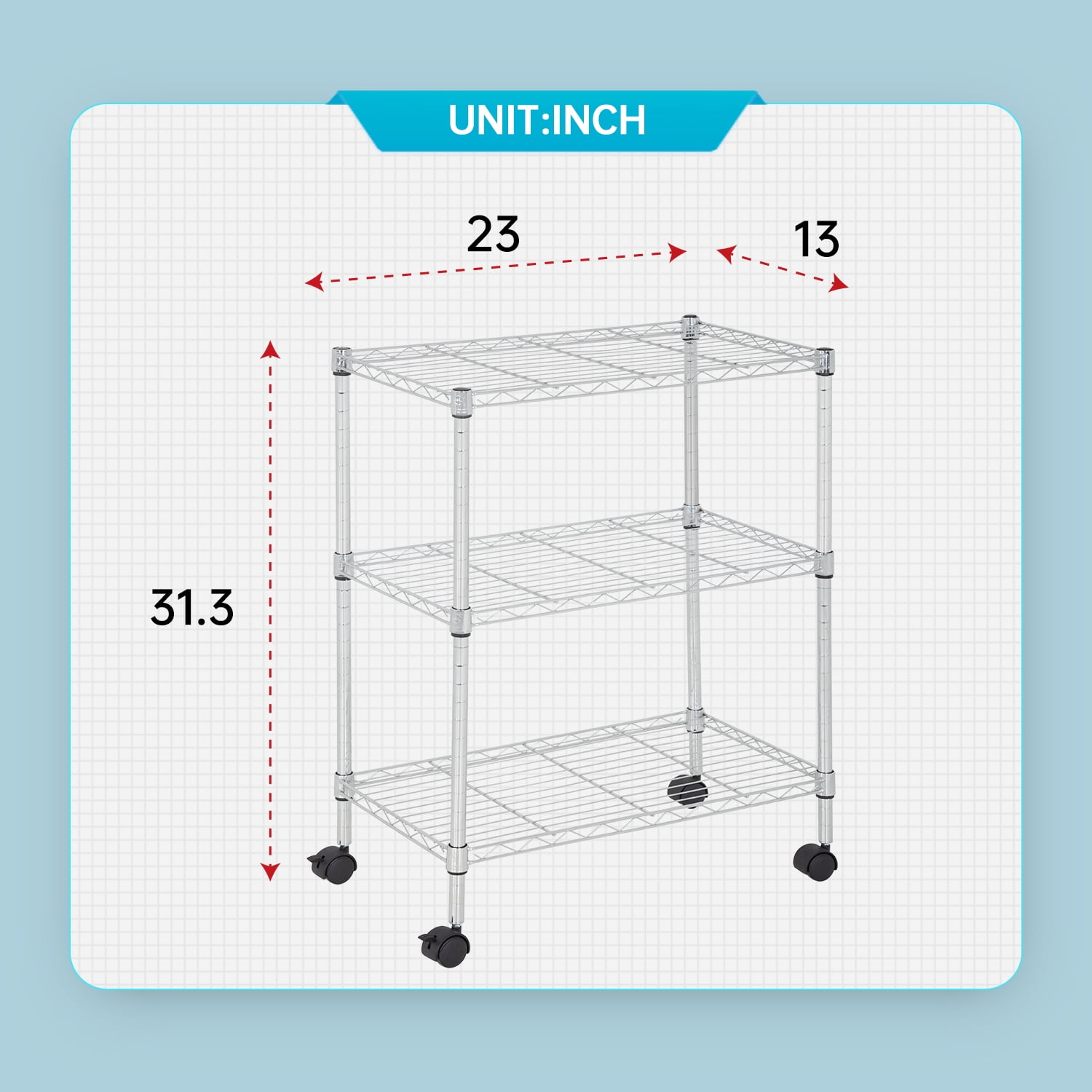 Dlewmsyic 3-Tier Small Wire Shelving Unit, Metal Shelf Height Adjustable  23Lx13.2Wx30.2H 450lbs for Kitchen Pantry Office Rack, Black Storage Shelves