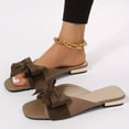 thumbnail image 4 of Women's Summer Sandals with Bowknot: Comfy, Lightweight, Square Toe Strappy Flats, Easy Slip-on Design, 4 of 12