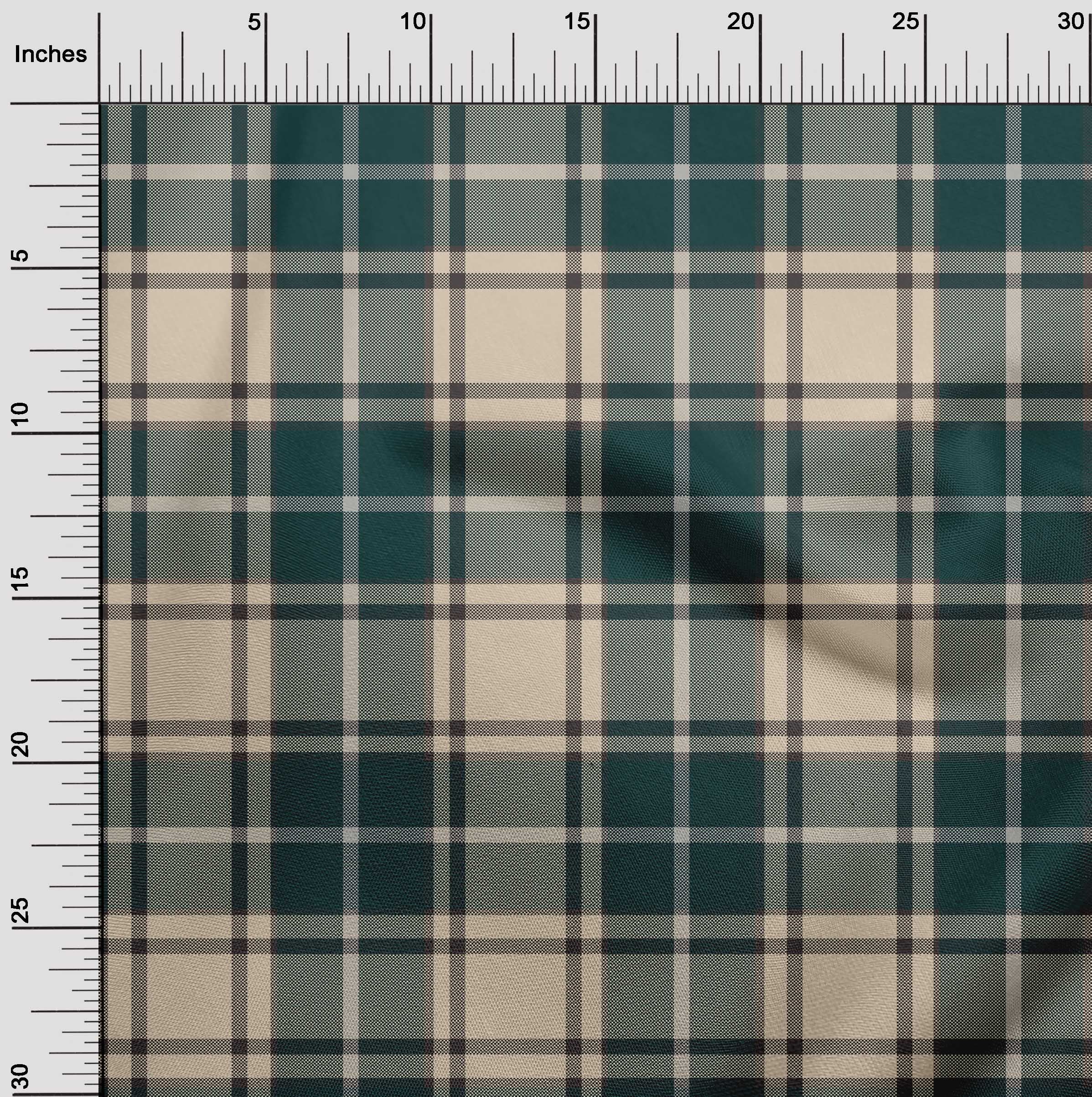oneOone Georgette Viscose Dark Teal Blue Fabric Check Plaid Craft Projects Decor Fabric Printed By The Yard 42 Inch Wide