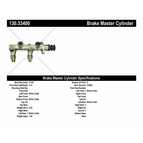 Centric 130.33400 Premium Brake Master Cylinder