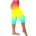 thumbnail image 3 of qelini Womens Capris Pull on Pants Basic Edition Plus Size Summer Gathering Gradient Printing Elastic Waist Breathable Loose Casual Lightweight 2024 Fashion Cropped Trousers Pants Multicolor 3XL, 3 of 6