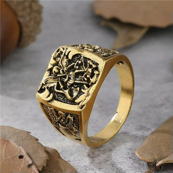 K-KED Party Yellow Gold Filled Men Hip Hop Cubic Zirconia Ring Delicate Jewelry Size 6-13-Style 4-7