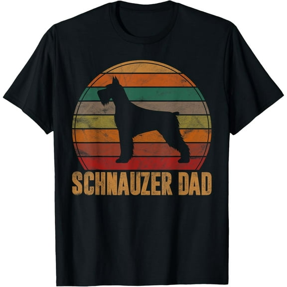 Retro Schnauzer Dad Gift Standard Giant Dog Owner Pet Father T-Shirt men and women can wear, black, white, gifts