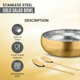thumbnail image 4 of Avador® Set of 3 Premium Stainless Steel Salad Mixing Bowl Hammered Finish | Handmade | Includes Salad Serving Utensils (Gold Plated), 4 of 5