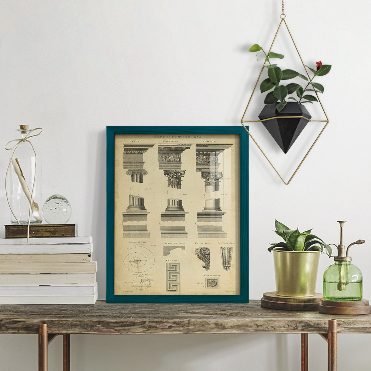 Encyclopediae III -Framed Print w/glass-Ocean Blue