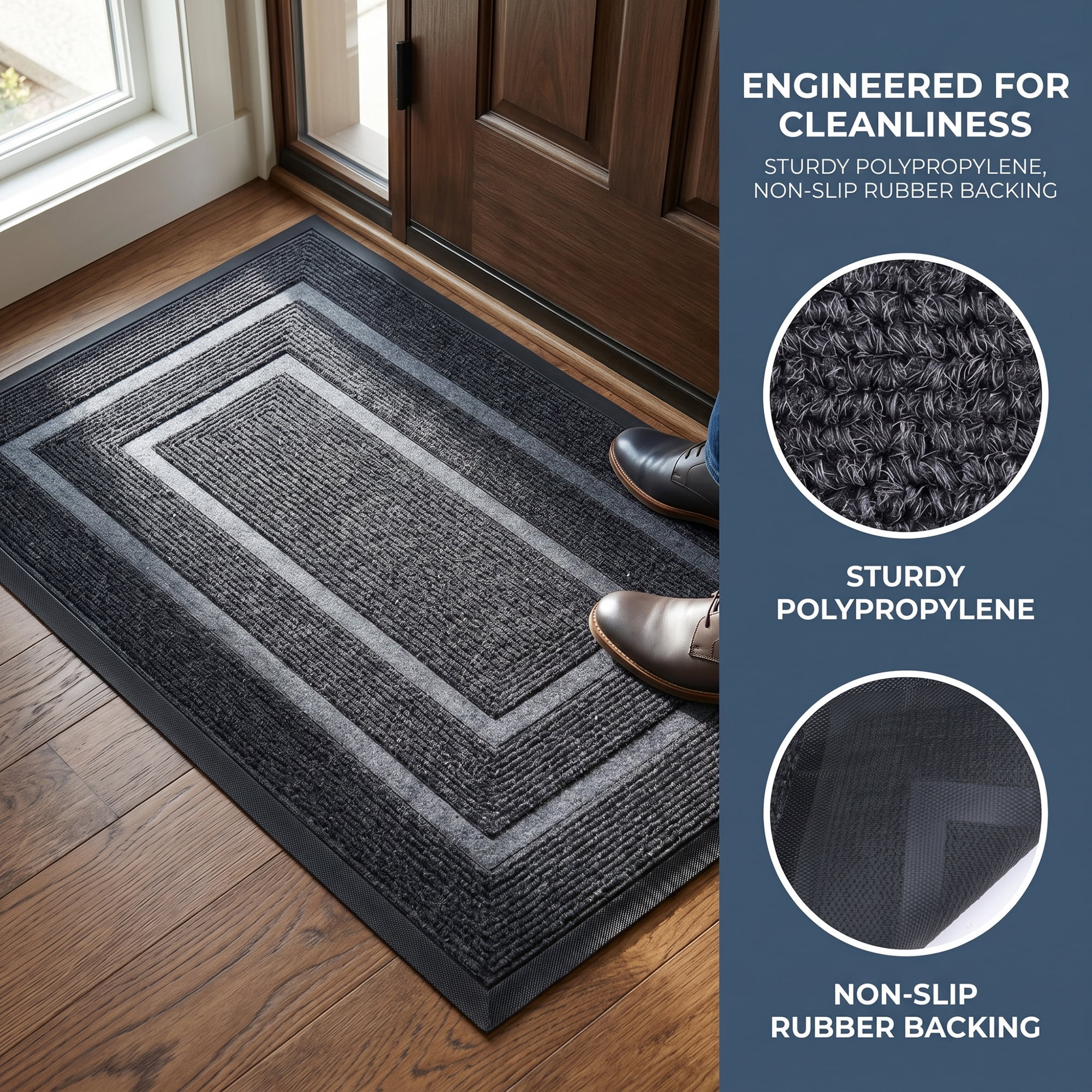 Unique Bargains Geometric Waterproof Welcome Front Door Mat Dark Grey 30" x 18"