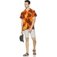 thumbnail image 4 of Stylore Hawaiian Shirt for Men Short-Sleeve Button-Down Shadow Hibiscus Orange Black 3XL, 4 of 6