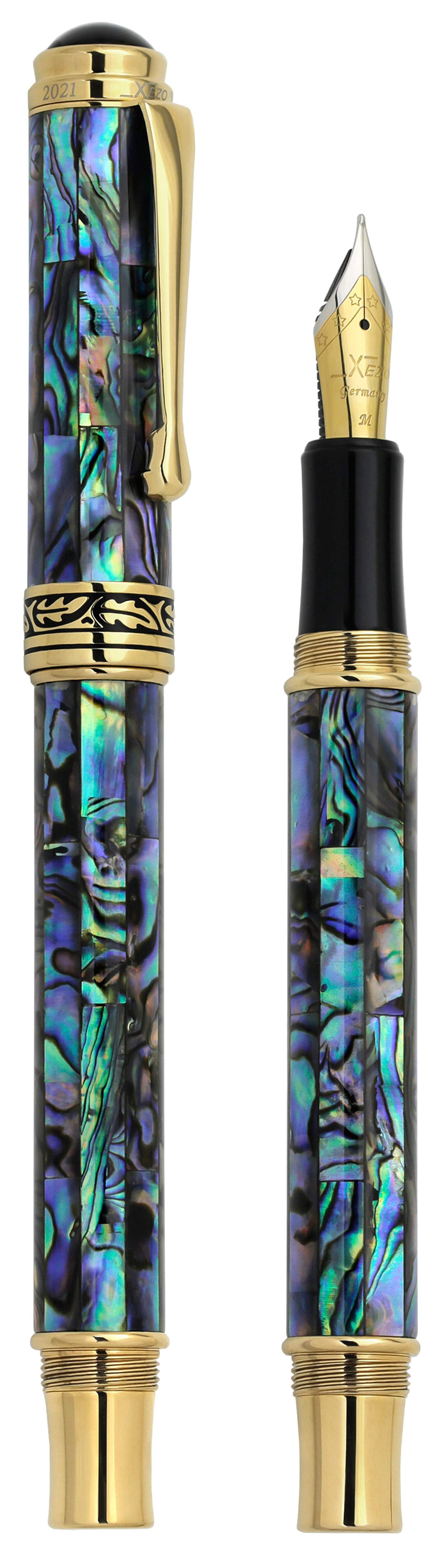 Xezo Xezo Maestro® Paua Abalone Sea Shell Fountain Pen (Medium Nib) - 18K Gold Plated