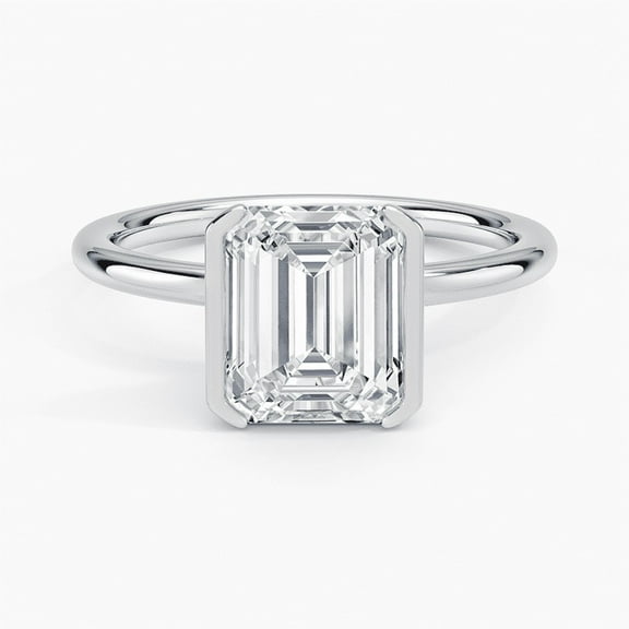 Ember Jewelry 1.7 Ct Emerald Cut Moissanite Ring for Her - Beautiful 14K White Gold Plated Solitaire Ring for Women's - Unique Birthday Gifts for Her - Sparkling Reminder of Your Commitment