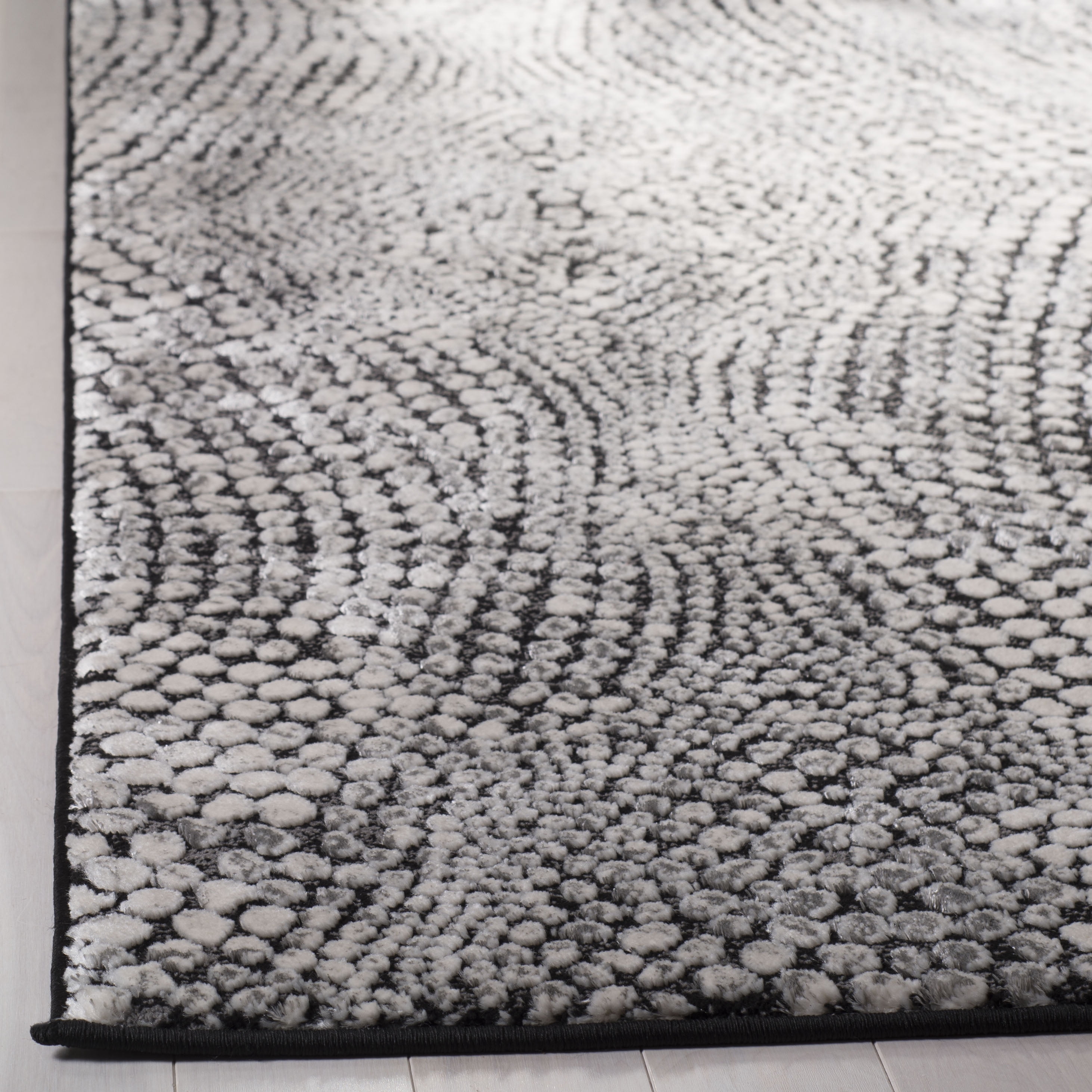 SAFAVIEH Lurex Gorden Abstract Area Rug, Black/Light Grey, 8' x 8' Square