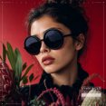 thumbnail image 4 of SA106 Womens Wizard Round Circle Lens Plastic Mod Fashion Sunglasses / Black Frame - Black Lens, 4 of 8