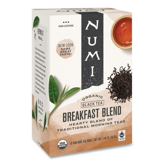 Numi Organic Breakfast Blend Black Tea, 18 Count Microplastic Free Tea Bags