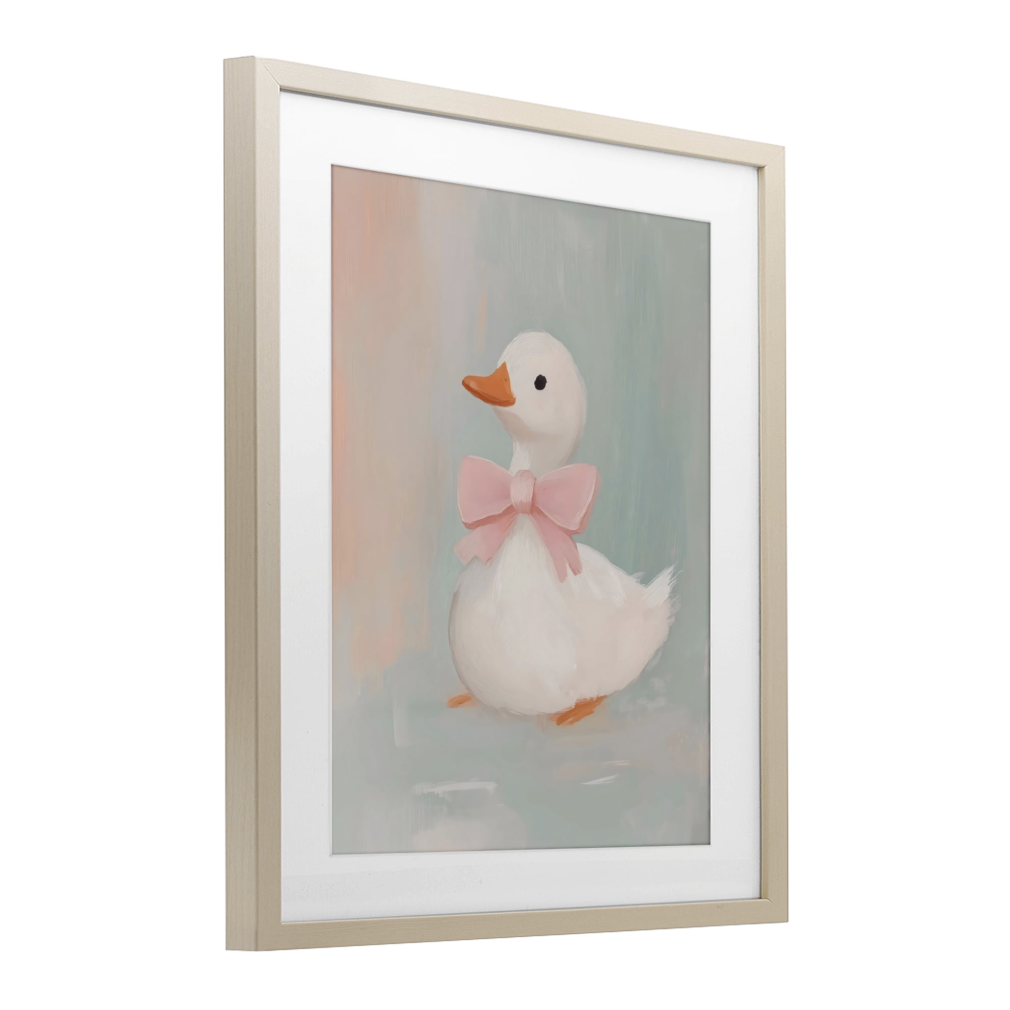 Stupell Industries Duckling Portrait with Bow Birch Framed Print Under Glass, design by The Prints Vibe
