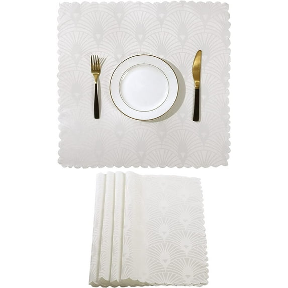 4Pcs Jacquard Cloth Napkin Elegance Polyester Dinner Napkins for Kitchen Parties Holiday Dinner Tabletop Square 20x 20 in beige